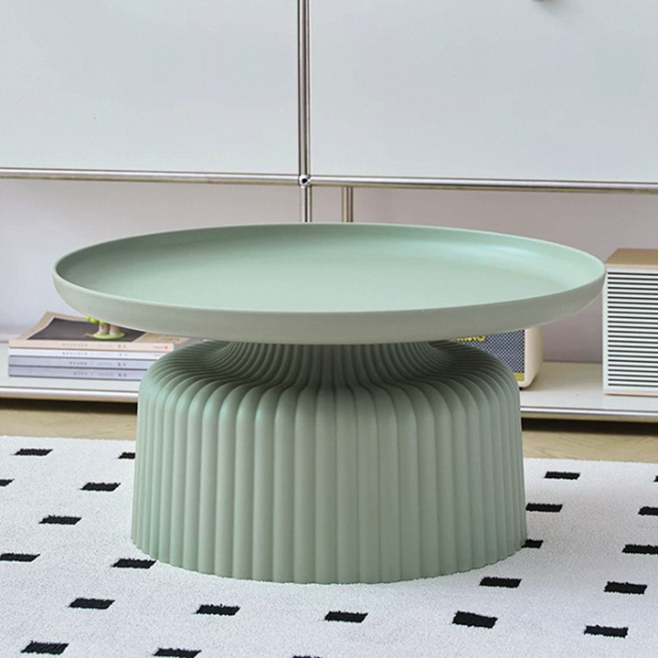Contemporary Creative PP Round Striped Base Coffee Table For Living Room