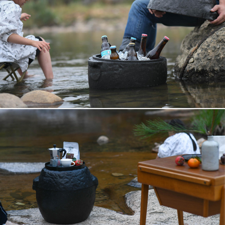 Oriental Stone-Inspired EPP Storage Stool &amp; Side Table - Lightweight Indoor Outdoor Ottoman