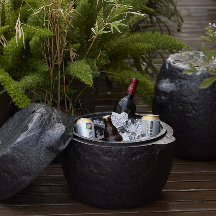 Oriental Stone-Inspired EPP Storage Stool &amp; Side Table - Lightweight Indoor Outdoor Ottoman
