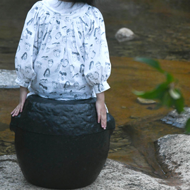 Oriental Stone-Inspired EPP Storage Stool &amp; Side Table - Lightweight Indoor Outdoor Ottoman