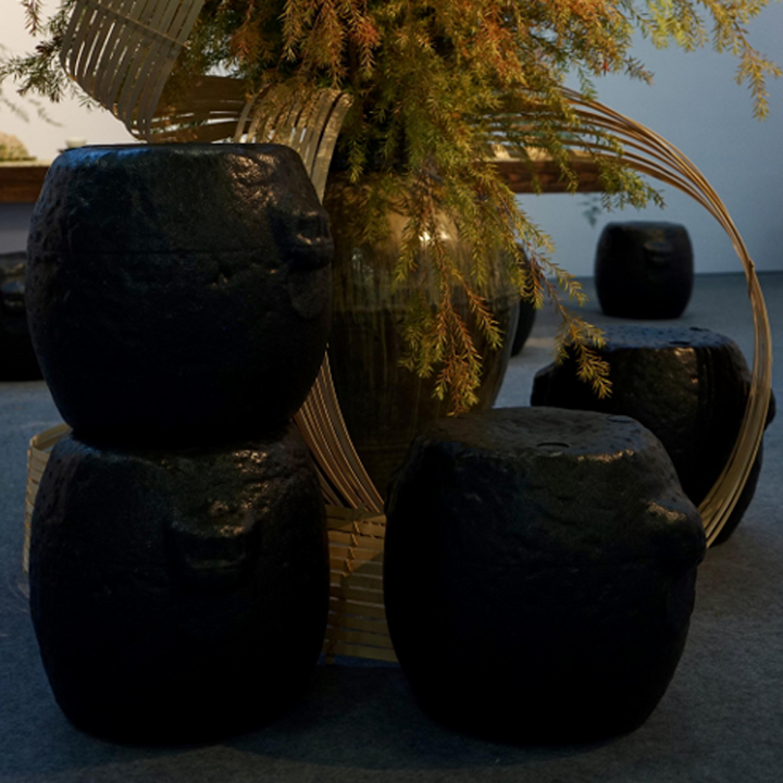 Oriental Stone-Inspired EPP Storage Stool &amp; Side Table - Lightweight Indoor Outdoor Ottoman
