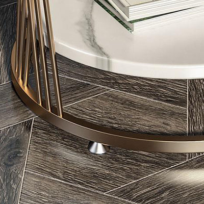 Contemporary Luxury Round Stone Slab Iron Side Table 2-Tier For Living Room