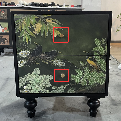 Traditional French Square Pine Wood Solid Wood Nightstand 2-Drawer For Bedroom