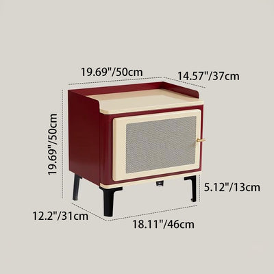 Modern Mid-Century Square Cold-Rolled Steel Sheet Galvanized Perforated Panel Nightstand 1-Cabinet For Bedroom
