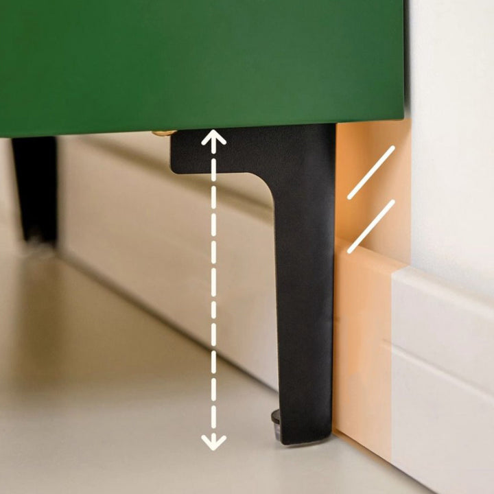 Mesita de noche moderna de mediados de siglo cuadrada de chapa de acero laminado en frío galvanizado perforado con 1 gabinete para dormitorio 