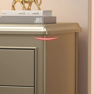 Traditional French Square Multi-Layer Solid Wood Panel Nightstand 2-Drawer For Bedroom