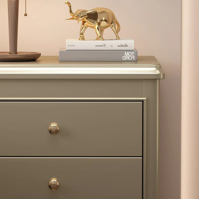 Traditional French Square Multi-Layer Solid Wood Panel Nightstand 2-Drawer For Bedroom