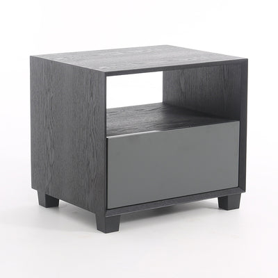 Modern Minimalist Square 1-Drawer Storage Dark Gray Nightstand For Bedroom