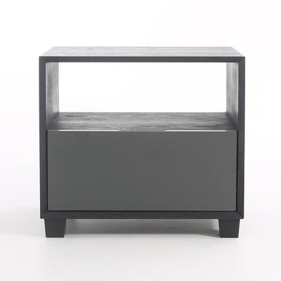 Modern Minimalist Square 1-Drawer Storage Dark Gray Nightstand For Bedroom