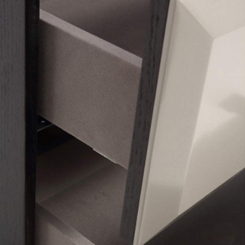 Modern Minimalist Square Gray 2-Drawer Storage Nightstand - Veneered Plywood Frame Bedside Table For Bedroom