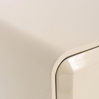 Contemporary Scandinavian Square Cream White 2-Drawer Storage Nightstand For Bedroom