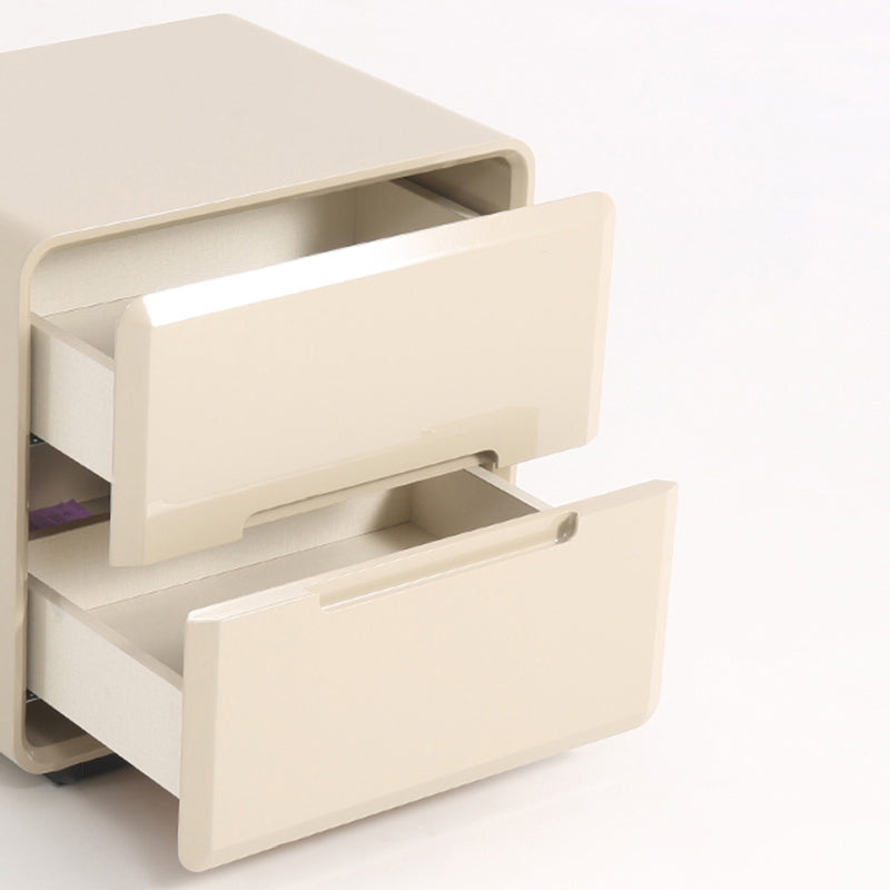 Contemporary Scandinavian Square Cream White 2-Drawer Storage Nightstand For Bedroom