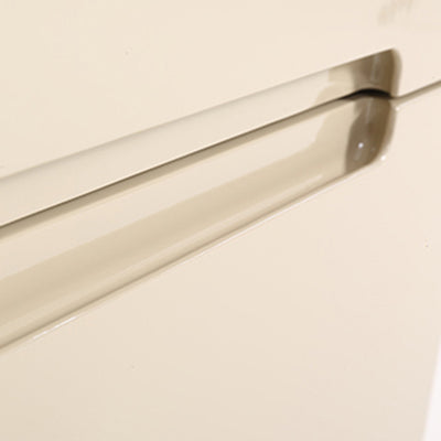 Contemporary Scandinavian Square Cream White 2-Drawer Storage Nightstand For Bedroom