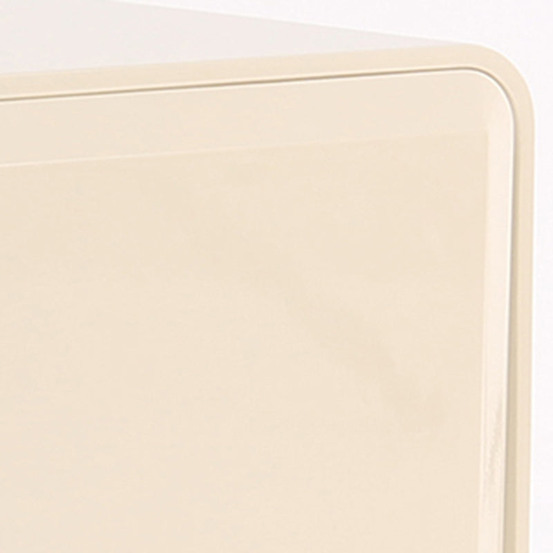 Contemporary Scandinavian Square Cream White 2-Drawer Storage Nightstand For Bedroom