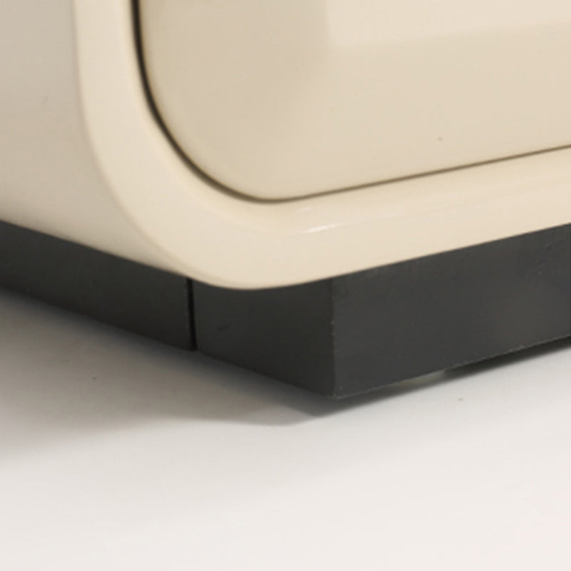 Contemporary Scandinavian Square Cream White 2-Drawer Storage Nightstand For Bedroom