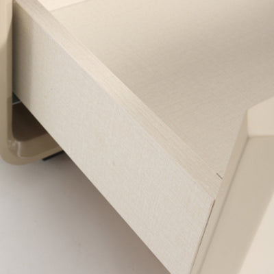 Contemporary Scandinavian Square Cream White 2-Drawer Storage Nightstand For Bedroom