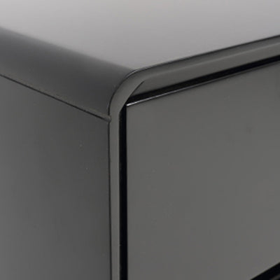 Modern Minimalist Black 2-Drawer Storage Nightstand - Matte Finish Stainless Steel Base Bedside Table For Bedroom