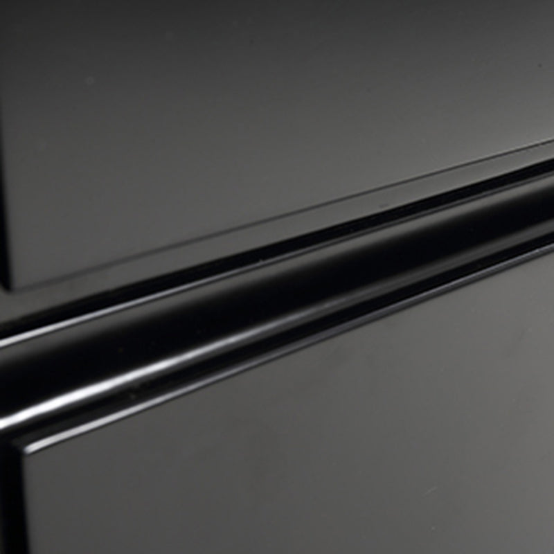 Modern Minimalist Black 2-Drawer Storage Nightstand - Matte Finish Stainless Steel Base Bedside Table For Bedroom