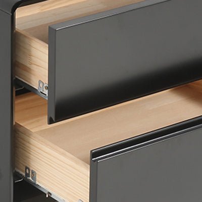 Modern Minimalist Black 2-Drawer Storage Nightstand - Matte Finish Stainless Steel Base Bedside Table For Bedroom