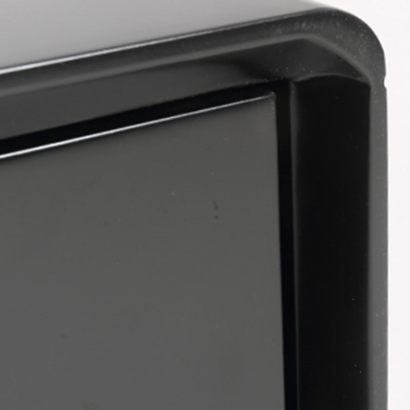 Table de chevet de rangement moderne minimaliste noire à 2 tiroirs - finition mate avec base en acier inoxydable pour chambre à coucher 