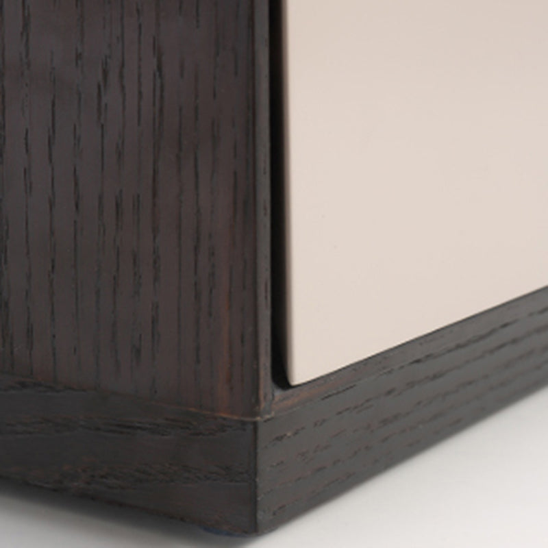 Modern Mid-Century Black &amp; Walnut 2-Drawer Storage Nightstand - Color Blocking Frame Bedside Table For Bedroom