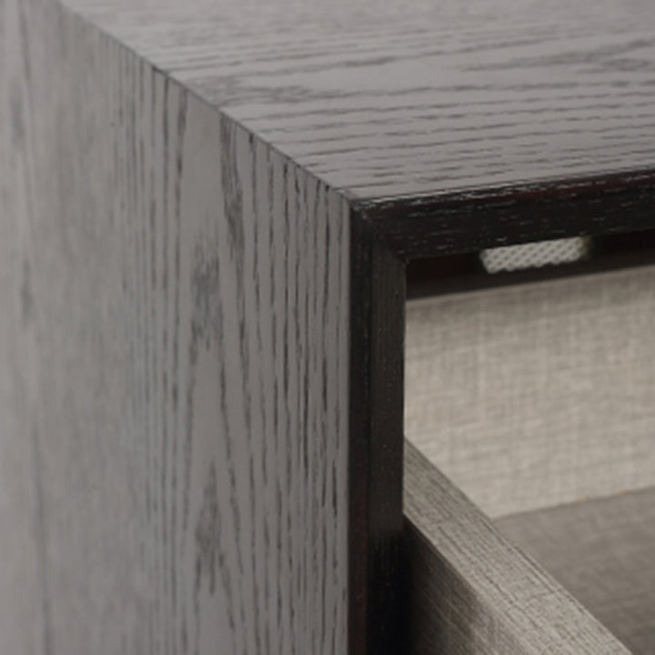 Modern Mid-Century Black &amp; Walnut 2-Drawer Storage Nightstand - Color Blocking Frame Bedside Table For Bedroom