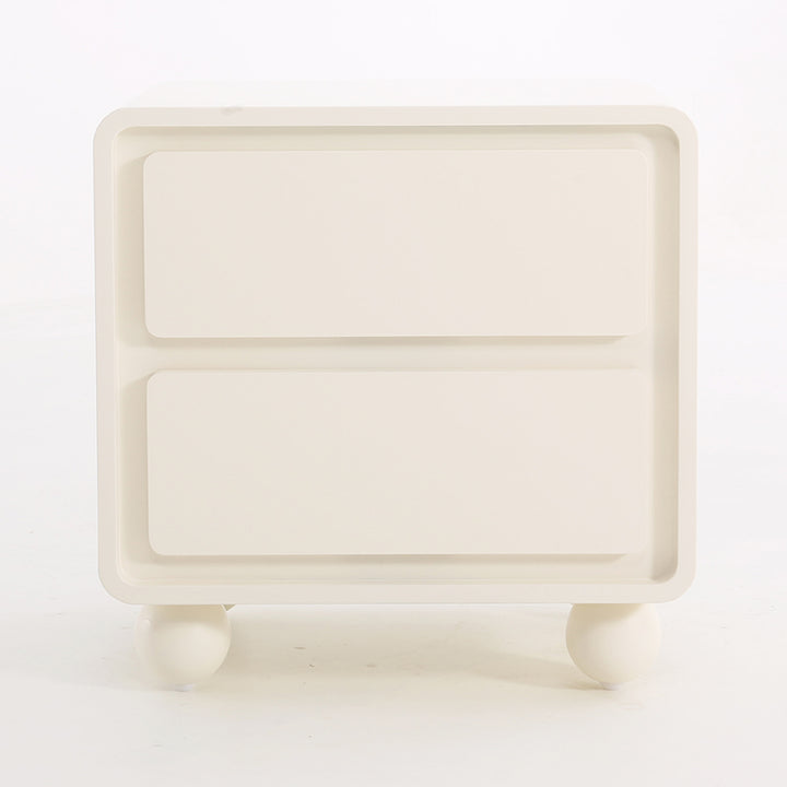 Contemporary Scandinavian Cream White "Cloud" Nightstand - 2-Drawer Storage Bedside Table For Bedroom
