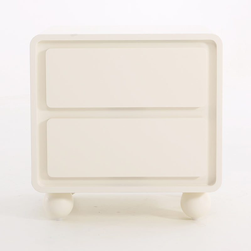 Contemporary Scandinavian Cream White "Cloud" Nightstand - 2-Drawer Storage Bedside Table For Bedroom