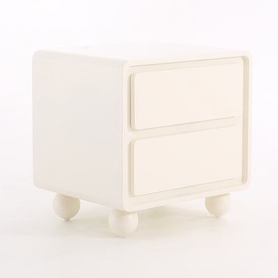 Contemporary Scandinavian Cream White "Cloud" Nightstand - 2-Drawer Storage Bedside Table For Bedroom