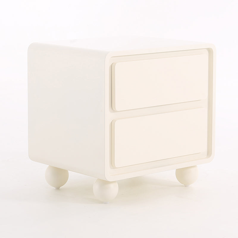 Contemporary Scandinavian Cream White "Cloud" Nightstand - 2-Drawer Storage Bedside Table For Bedroom