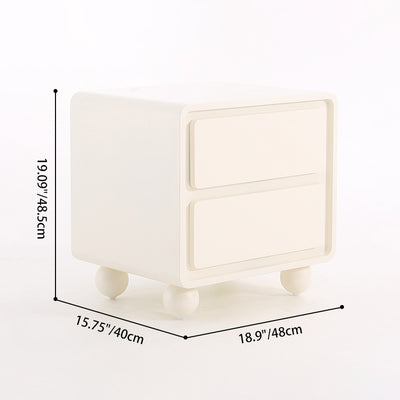 Contemporary Scandinavian Cream White "Cloud" Nightstand - 2-Drawer Storage Bedside Table For Bedroom