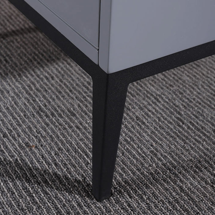 Modern Luxury Square Morandi Grey 2-Drawer Storage Nightstand - Minimalist Elegance Bedside Table For Bedroom