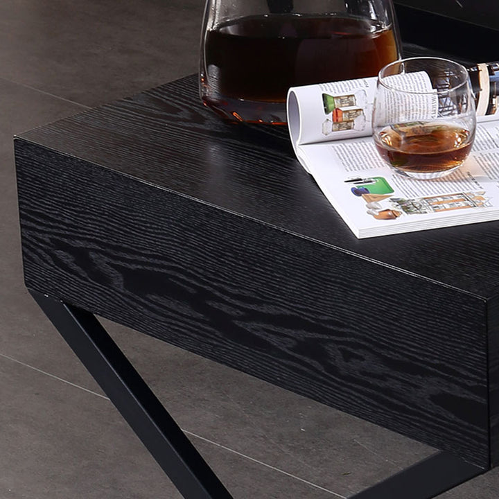 Modern Minimalist 1-Drawer Storage Nightstand - X-Shaped Iron Legs Bedside Table For Bedroom