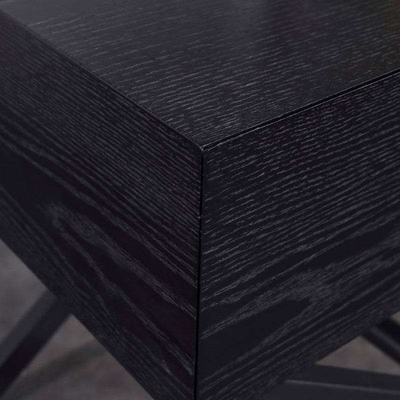 Modern Minimalist 1-Drawer Storage Nightstand - X-Shaped Iron Legs Bedside Table For Bedroom