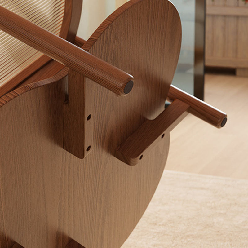 Contemporary Scandinavian Quatrefoil-Shaped Fluted Glass Rubberwood Solid Wood Coffee Table 2-Tier For Living Room