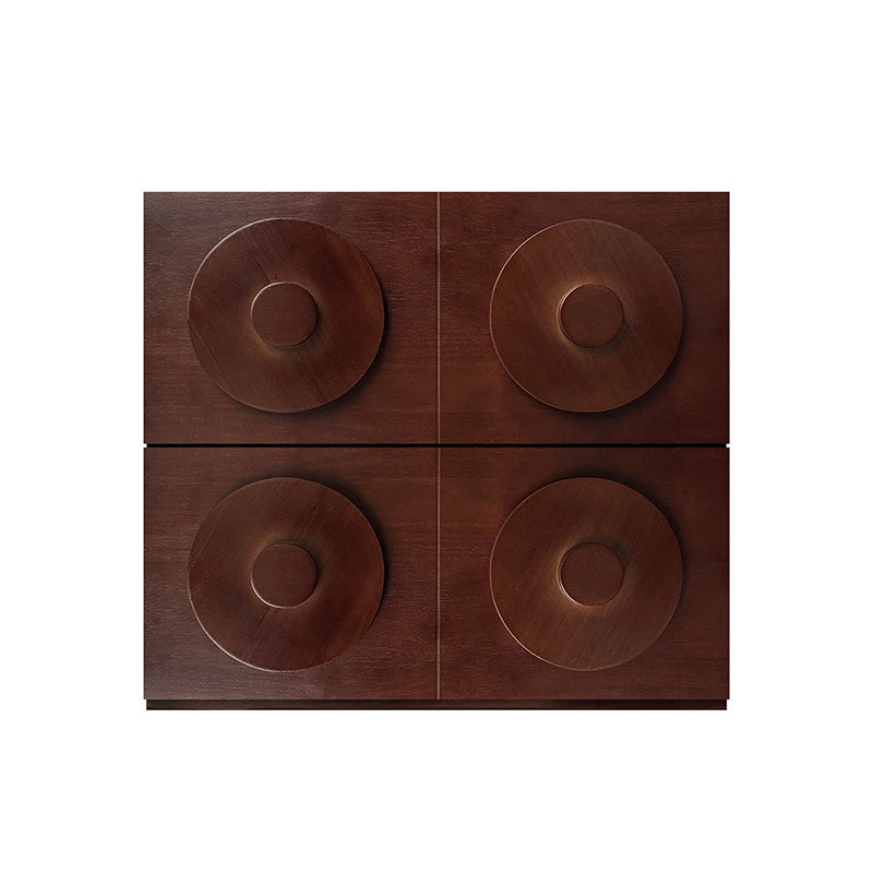 Traditional Vintage Square Rubberwood Plywood Storage Cabinet 1-Drawer &amp; 1-Cabinet For Living Room
