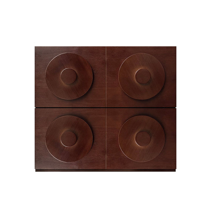 Traditional Vintage Square Rubberwood Plywood Storage Cabinet 1-Drawer &amp; 1-Cabinet For Living Room