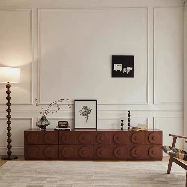 Traditional Vintage Square Rubberwood Storage Cabinet 1-Drawer & 1-Cabinet For Living Room