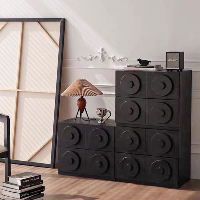 Traditional Vintage Square Rubberwood Plywood Storage Cabinet 1-Drawer &amp; 1-Cabinet For Living Room