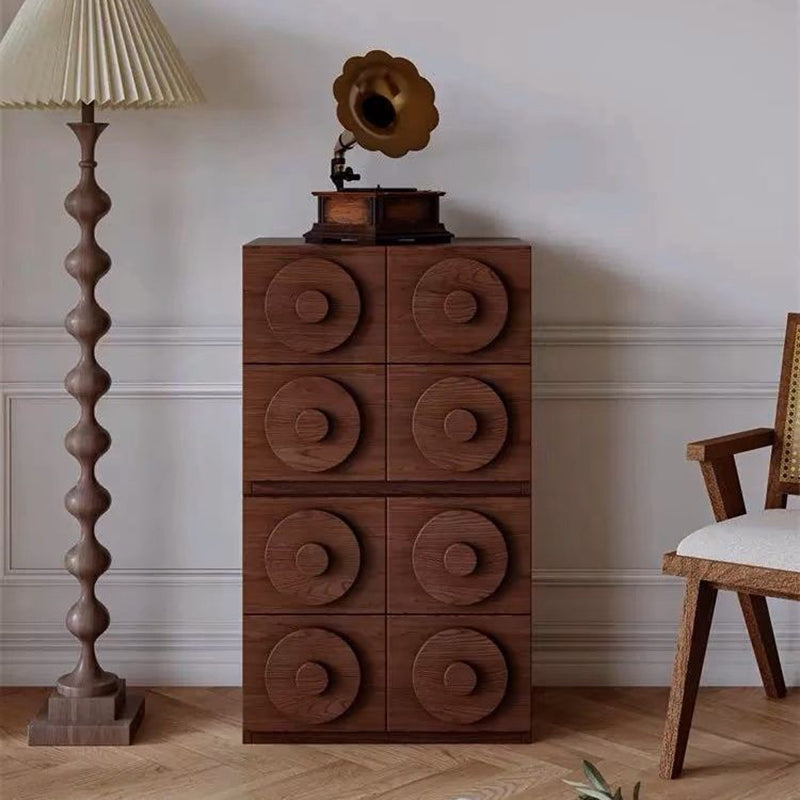 Traditional Vintage Square Rubberwood Plywood Storage Cabinet 1-Drawer &amp; 1-Cabinet For Living Room