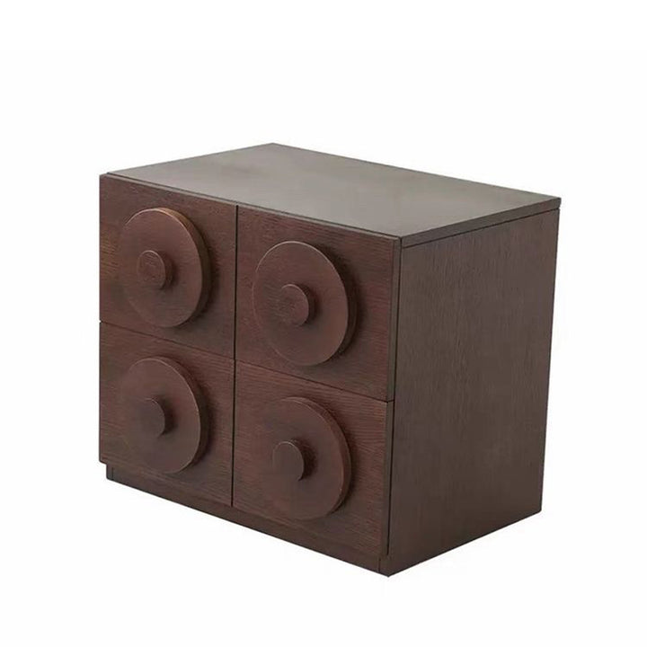 Traditional Vintage Square Rubberwood Plywood Storage Cabinet 1-Drawer &amp; 1-Cabinet For Living Room