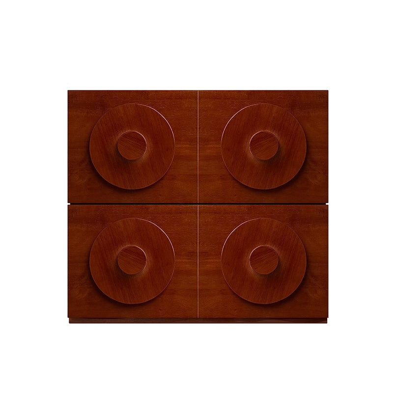 Traditional Vintage Square Rubberwood Plywood Storage Cabinet 1-Drawer &amp; 1-Cabinet For Living Room