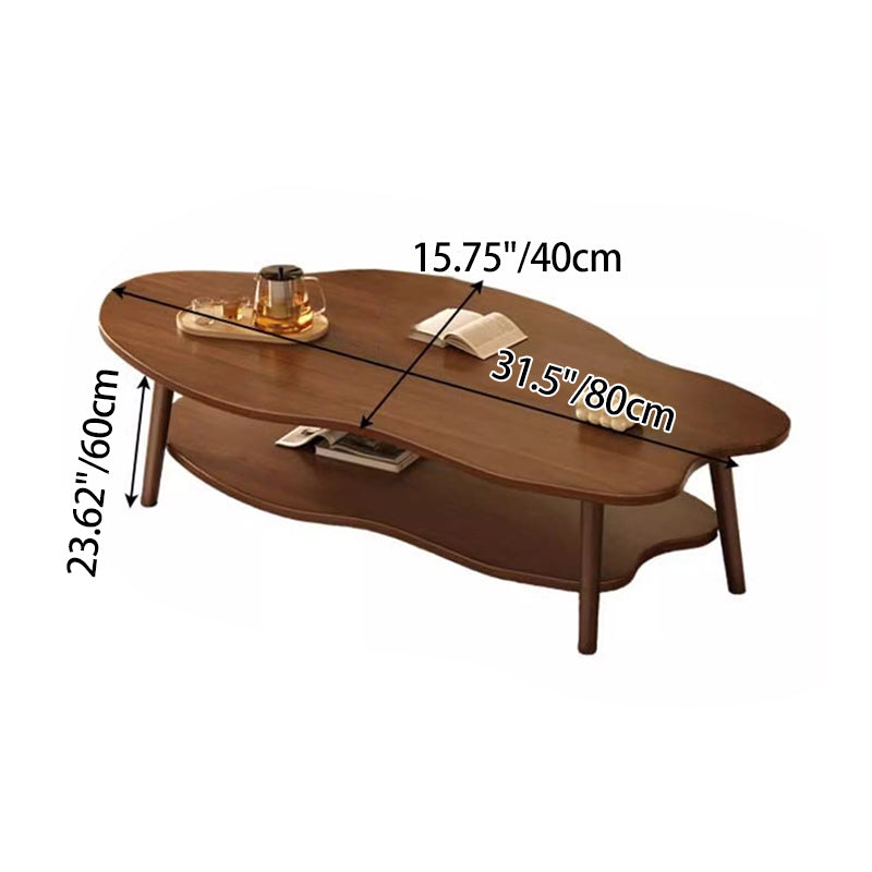 Traditioneller Vintage Runder Hochdichte-Tisch aus Massivholz 1/2-Etagen für Wohnzimmer 