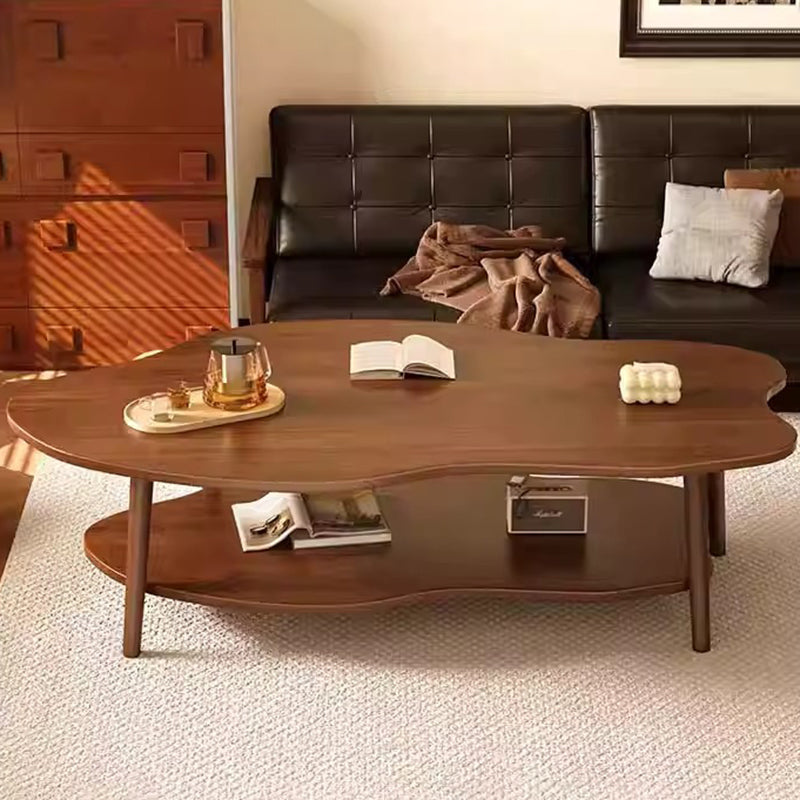 Traditioneller Vintage Runder Hochdichte-Tisch aus Massivholz 1/2-Etagen für Wohnzimmer 