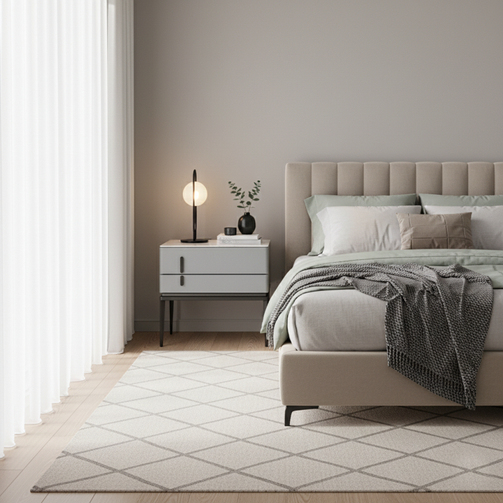 Table de chevet de rangement à 2 tiroirs en simili cuir gris, style minimaliste moderne, pieds en fer, pour chambre à coucher 