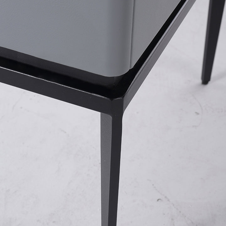 Table de chevet de rangement à 2 tiroirs en simili cuir gris, style minimaliste moderne, pieds en fer, pour chambre à coucher 
