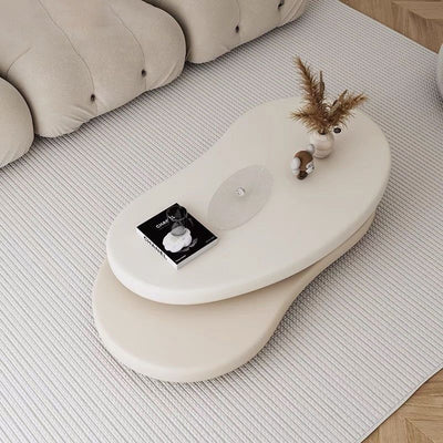 Contemporary Scandinavian Round Medium-Density Board Extendable Coffee Table For Living Room