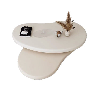 Contemporary Scandinavian Round Medium-Density Board Extendable Coffee Table For Living Room