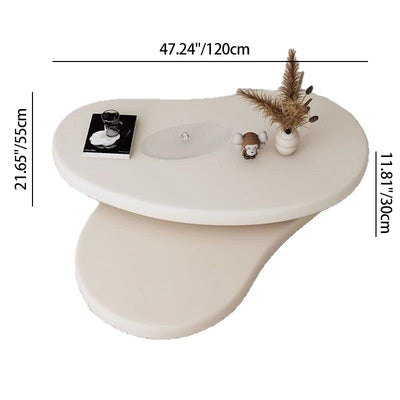 Contemporary Scandinavian Round Medium-Density Board Extendable Coffee Table For Living Room