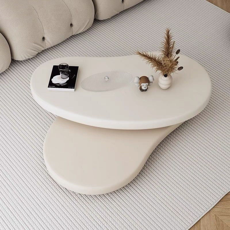 Contemporary Scandinavian Round Medium-Density Board Extendable Coffee Table For Living Room